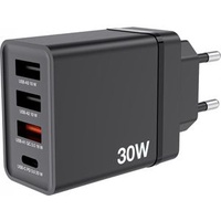 Verbatim USB Wall Charger 30W 1xUSB-C PD 3xUSB-A schwarz