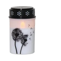 Star Trading LED Grabkerze Dandelion, 12 cm weiß/schwarz Plastik
