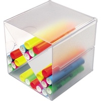 Deflecto Deflect-o Organisationsbox Cube, 350201 4Fächer glasklar