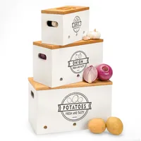 Yorbay Kartoffel Aufbewahrungsbox 3er Set Kartoffeln, Knoblauch und Zwiebel