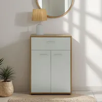 CARO-Möbel Kommode Sonoma Eiche, Weiß, Holzwerkstoff, Mode, 60x84x30 cm,