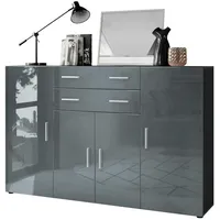 Vladon Highboard, Grau, Holzwerkstoff, 166.5x106.5x35 cm, Wohnzimmer, Kommoden &