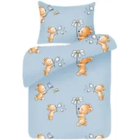BestLivings Kinder Bettwäsche 100x135cm / 40x60cm) - Bärchen Blau
