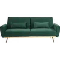 Vente-unique Schlafsofa Klappsofa 3-Sitzer - Samt - Tannengrün -