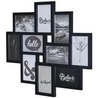 Levandeo Bilderrahmen Collage 50x55cm Schwarz 10 Fotos 10x15cm Deko