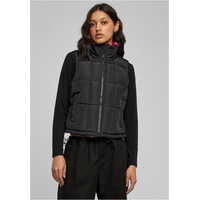 URBAN CLASSICS Reversible Cropped Puffer Weste Black / Fuchsia