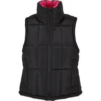 URBAN CLASSICS Reversible Cropped Puffer Weste Black / Fuchsia