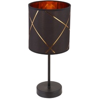 GLOBO Tischleuchte Schreibtischlampe Tischlampe Beistellleuchte Leeleuchte schwarz gold Stofflampe,