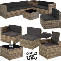 Tectake tectake® Rattan Lounge, für 6 Personen, große Aufbewahrungsbox,