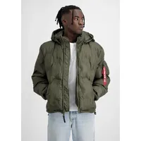 Alpha Industries HOODED LOGO PUFFER Herren Winterjacke - Grün