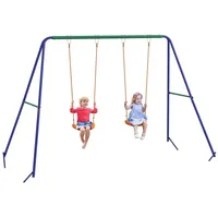 Outsunny Kinderschaukel-Set, Schaukelgestell mit 2 Schaukeln, Schaukelgerüst, Gartenschaukel für
