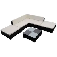 VidaXL 6-tlg. Garten-Lounge-Set mit Auflagen Poly Rattan Schwarz
