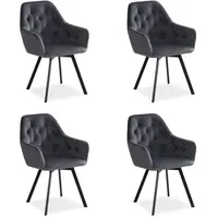 Homestyle4u Polsterstuhl Samt grau 4er Set