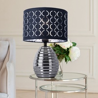 GLOBO Tischlampe silber Schirm grau Nachttischlampen Schlafzimmer Schirmlampe Tisch