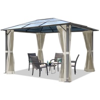TOOLPORT Moonlight 3x3,65m Hardtop Gartenpavillon inkl. 4 Seitenteile, Cream