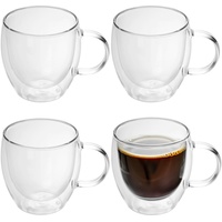 Intirilife 4x Doppelwandiges Thermo Glas Set in 100 -