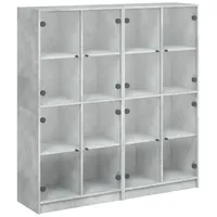 VidaXL Bücherschrank mit Türen Betongrau 136x37x142 cm Holzwerkstoff