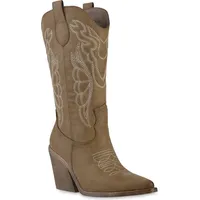 VAN HILL Damen Cowboystiefel in Khaki