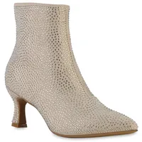 VAN HILL Klassische Stiefeletten in Beige Velours
