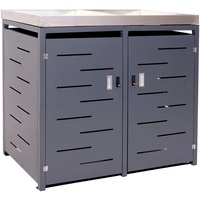 MCW 2er-Mülltonnenverkleidung MCW-H40, Mülltonnenbox, Pflanzkasten Edelstahl-Metall-Kombi 54kg 125x134x84cm erweiterbar