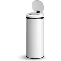 Juskys Runder Mülleimer mit Sensor - Weiß