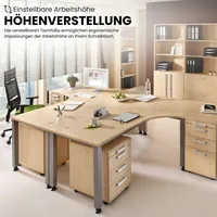 Bümö Schreibtisch Ahorn, Nachbildung,Ahorn, Rechteckig, 120x74x80 cm FSC Mix,
