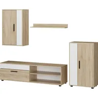 Vicco Wohnwand Berno Sonoma Weiß Schrankwand 4er-Set Wohnzimmer
