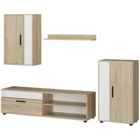 Vicco Wohnwand Berno Sonoma Weiß Schrankwand 4er-Set Wohnzimmer