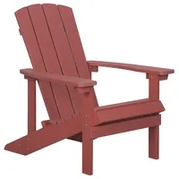 Beliani Gartenstuhl Rot Kunstholz breite Armlehnen Adirondack Stil Terrasse
