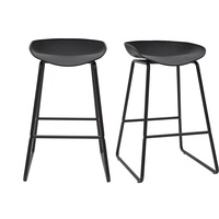 Miliboo Design-Barhocker Schwarz mit Metallbeinen (2 Stk.) PEBBLE