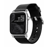 Nomad Modern Connector Strap (44 mm, Leder), Uhrenarmband, Schwarz