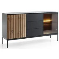Lomadox Wohnzimmer Sideboard mit Beleuchtung in schwarz mit Wotan