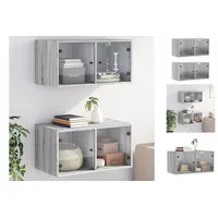 VidaXL Wandschränke mit Glastüren 2 Stk. Grau Sonoma 68,5x37x35