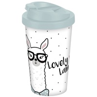 Geda Labels GmbH Coffee-to-go-Becher Lovely Lama, PP, Hellblau, 400