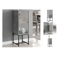 VidaXL Beistellschrank mit Glastür Betongrau 35x37x100 cm