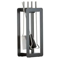 Heibi Metall Kaminholzregal Heibi Kaminbesteck aus Stahl/Edelstahl 5-teilig schwarz