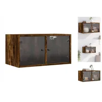 VidaXL Hängeschrank Wandschrank mit Glastüren Räuchereiche 68,5x37x35 cm (1-St)