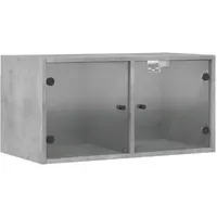 VidaXL Wandschrank mit Glastüren Betongrau 68,5x37x35 cm