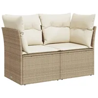 VidaXL Gartensofa mit Kissen 2-Sitzer Beige Poly Rattan