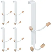 Relaxdays Türhaken 5er Set, skandinavisch, Vierfachhaken Tür, Garderobe Eisen