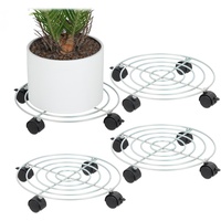 Relaxdays Pflanzenroller, 4er Set, Ø 32 cm, Blumentopfuntersetzer mit
