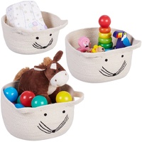 Relaxdays Aufbewahrungskorb für Kinder, 3er Set, Maus-Design, 3 Größen,