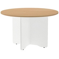 Rocada Mehrzwecktisch weiß/eiche rund, Säulenfuß weiß, 120,0 x 120,0