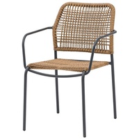 Sungörl Gartenstuhl ROM, stapelbar, Anthrazit Beige - Polyrattangeflecht -