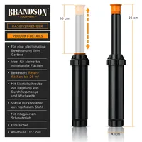 Brandson Versenkregner - Gartensprinkler Bewässerungssystem versenkbar - für Flächen
