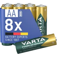 Varta Batterien AA, wiederaufladbar, 8 Stück, Akku, Power on