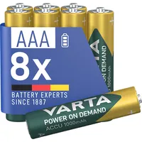 Varta Batterien AAA, wiederaufladbar, 8 Stück, Akku, Power on