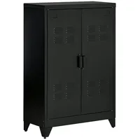 Homcom Sideboard mit 2 Verstellbaren Einlegeböden Schwarz 75 x