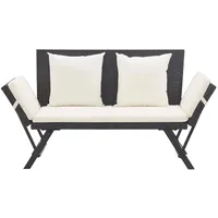 VidaXL Gartenbank mit Kissen Schwarz 176 cm Poly Rattan