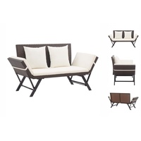 VidaXL Gartenbank mit Kissen Braun 176 cm Poly Rattan